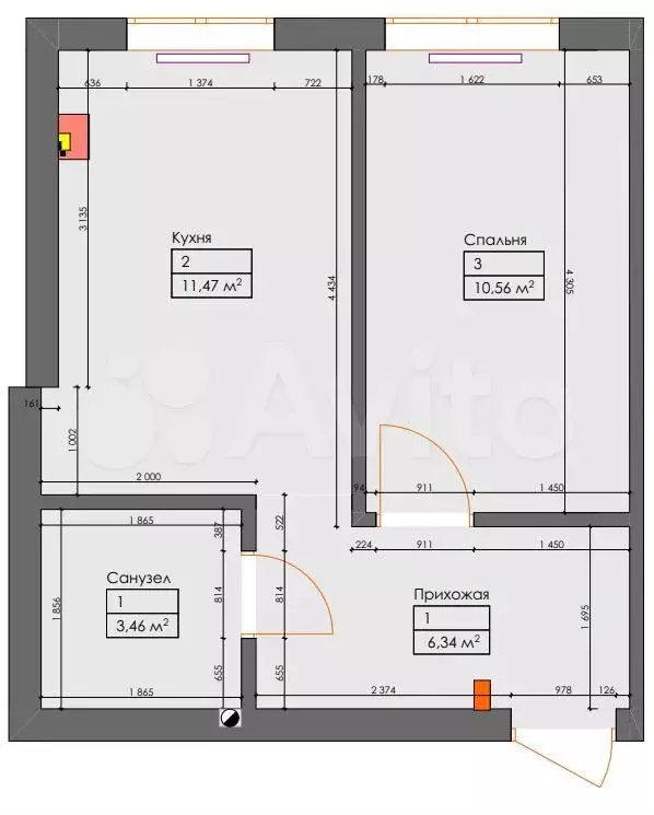 1-к. квартира, 31,8 м, 1/6 эт. - Фото 0