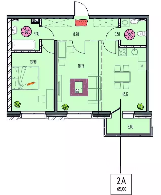 2-к кв. Иркутская область, Иркутск ул. Баррикад (65.0 м) - Фото 0