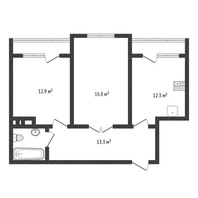 2-комнатная квартира: Черкесск, Новая улица, 11 (66.2 м) - Фото 2