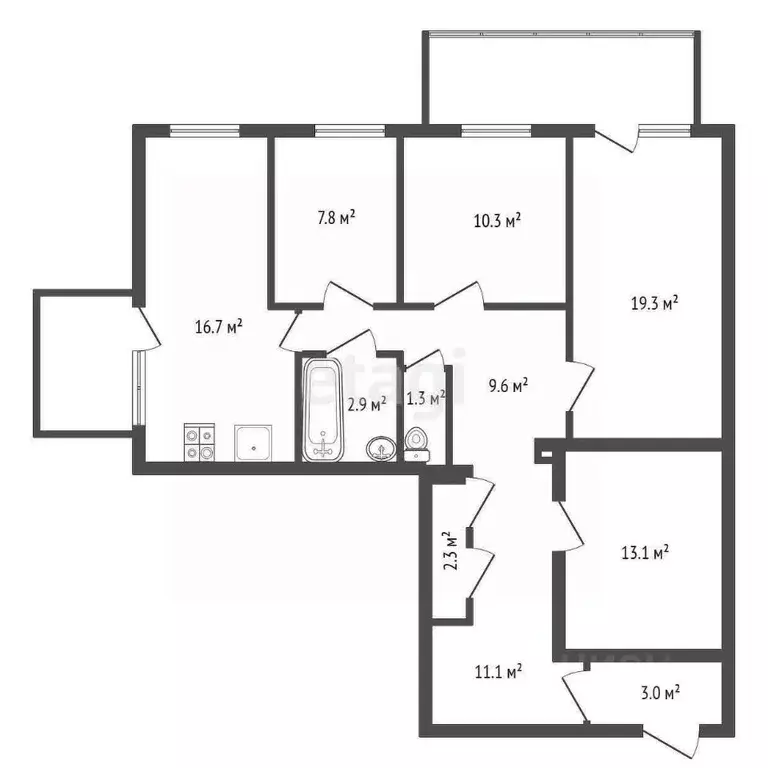 4-к кв. Воронежская область, Павловск Покровская ул., 1А (97.4 м) - Фото 2