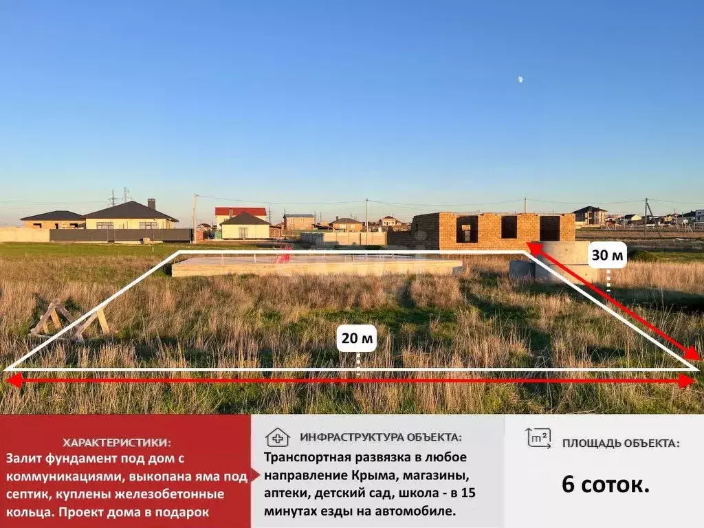 Участок в Крым, Симферопольский район, с. Мирное ул. Руслана Казакова ... - Фото 1