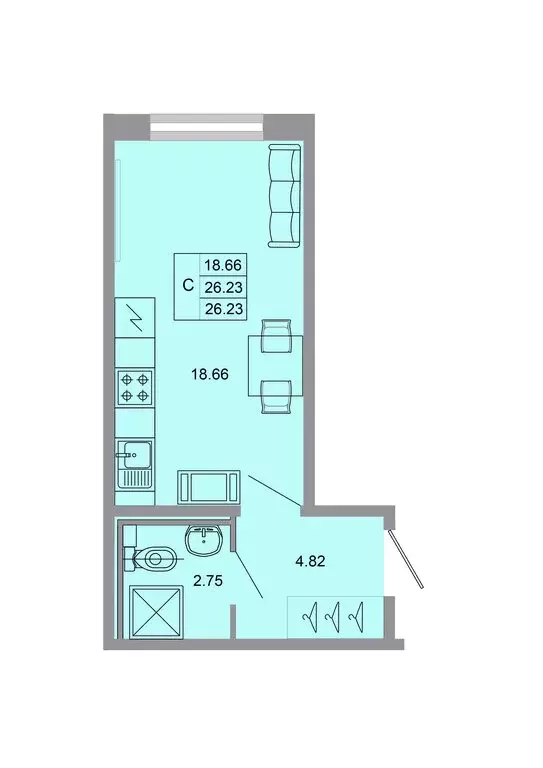 Квартира-студия: Бугры, Тихая улица, 13к3 (25.7 м) - Фото 0
