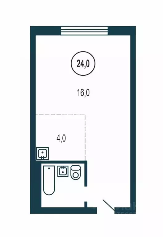 Студия Новосибирская область, Бердск Черемушная ул., 53к1 (24.0 м) - Фото 2