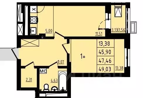 1-к кв. Башкортостан, Уфа Затон-Восточный жилрайон, Новаленд мкр,  ... - Фото 0