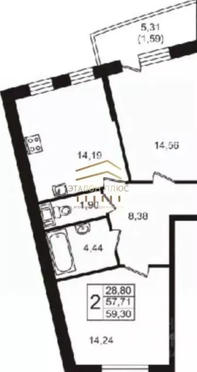 2-к кв. Санкт-Петербург бул. Балтийский, 4 (60.0 м) - Фото 1