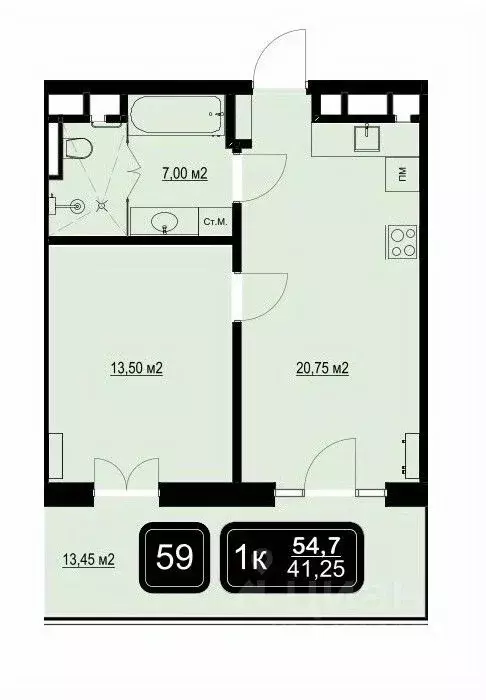 1-к кв. Краснодарский край, Анапа Пионерский просп. (54.7 м) - Фото 1