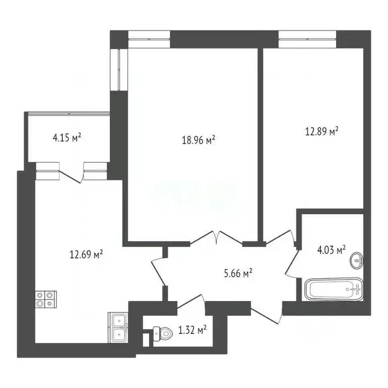 2-к кв. Ростовская область, Ростов-на-Дону ул. Вересаева, 103 (56.0 м) - Фото 1