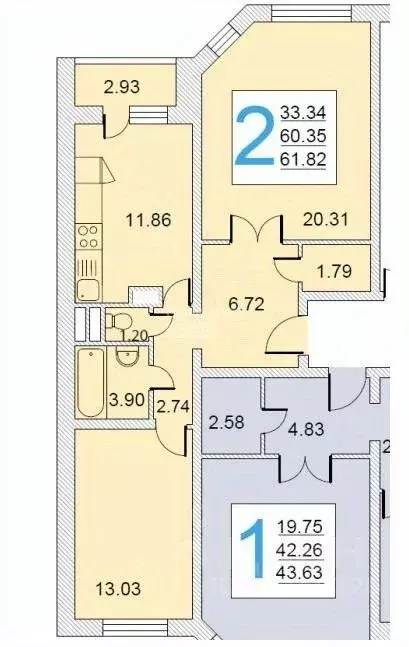2-к кв. Московская область, Солнечногорск городской округ, Ржавки пгт ... - Фото 2