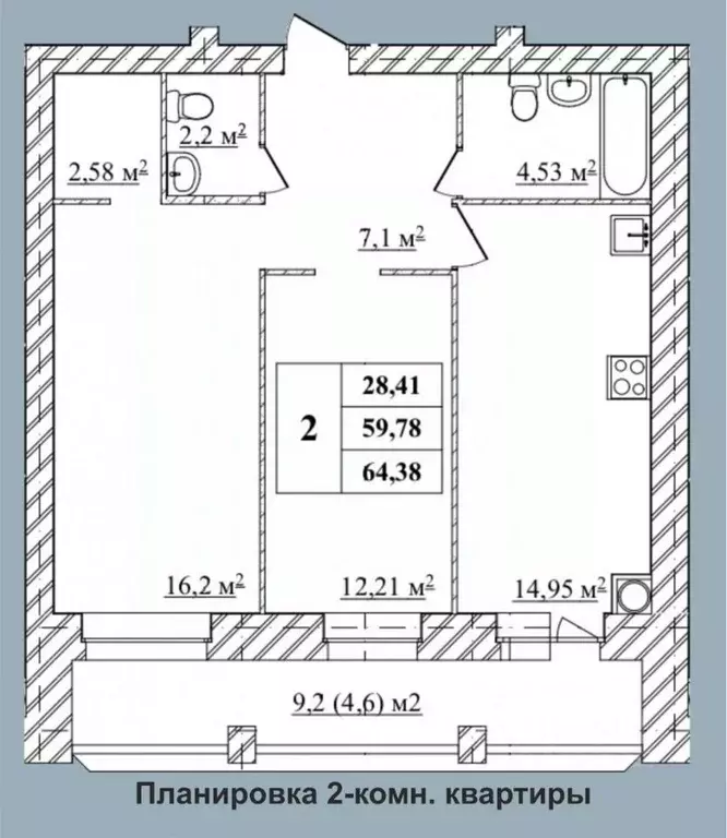 2-к кв. Ярославская область, Ярославль Северный жилрайон, 9А мкр, ... - Фото 2