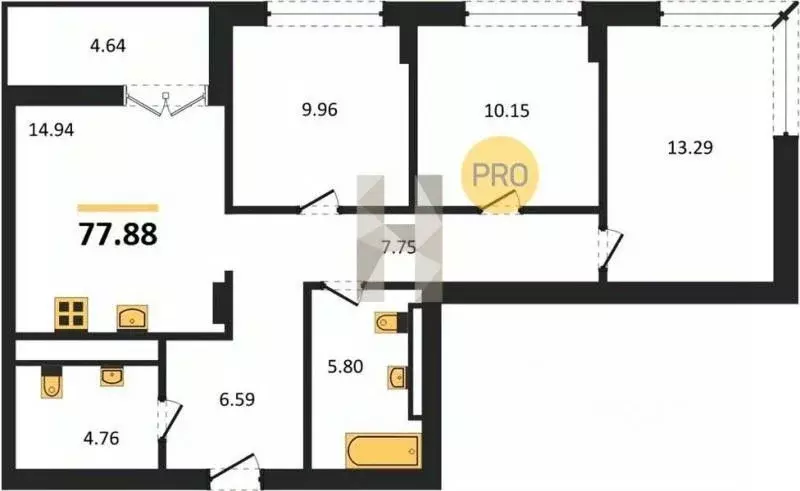 3-к кв. Калининградская область, Гурьевск ул. Героя России ... - Фото 1