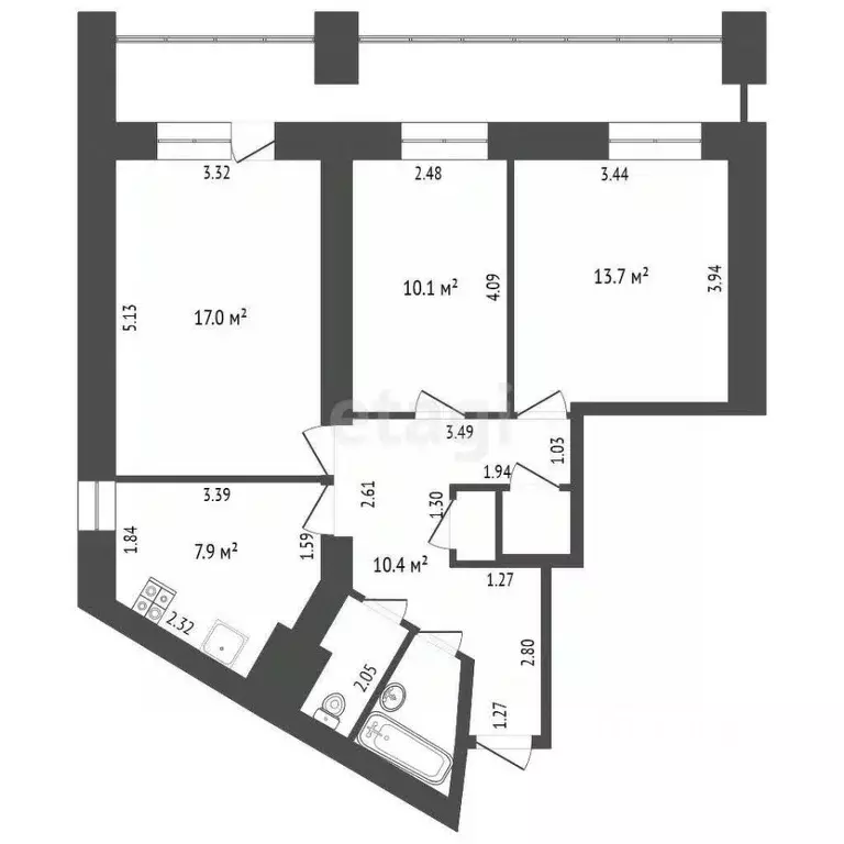 3-к кв. Пермский край, Пермь ул. Попова, 27 (70.8 м) - Фото 1