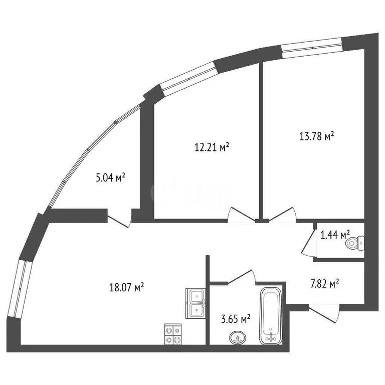 2-комнатная квартира: деревня Новосаратовка, улица Первых, 2к1 (56.8 ... - Фото 2