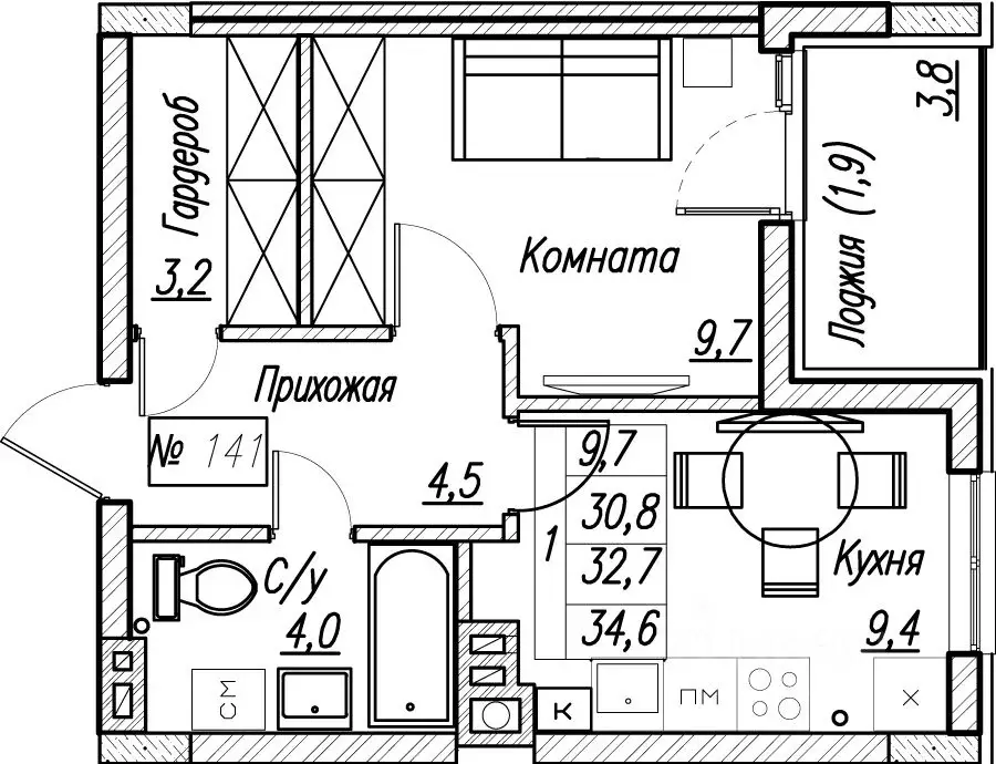 1-к кв. Калининградская область, Пионерский  (32.7 м) - Фото 1