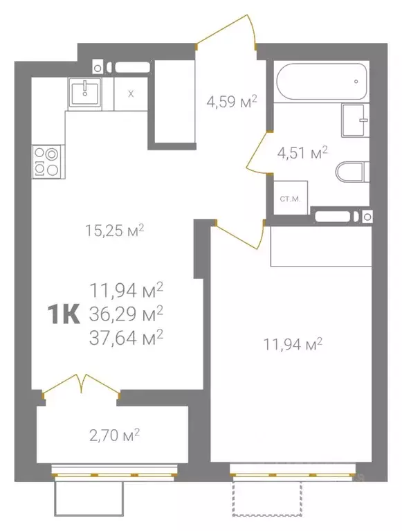 1-к кв. Нижегородская область, Нижний Новгород Ветеринарная ул. (37.64 ... - Фото 2