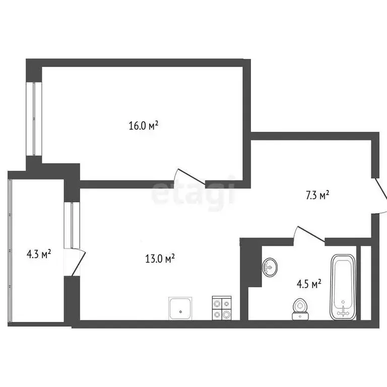 1-комнатная квартира: Тюмень, улица Республики, 204к19 (40.95 м) - Фото 0