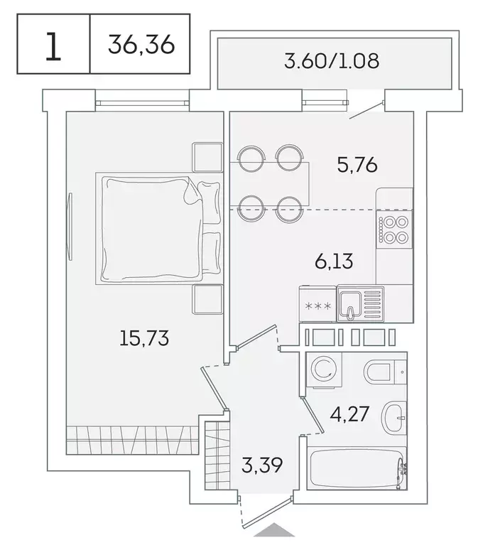 Продаётся 1-к квартира, 34.8 м - Фото 1