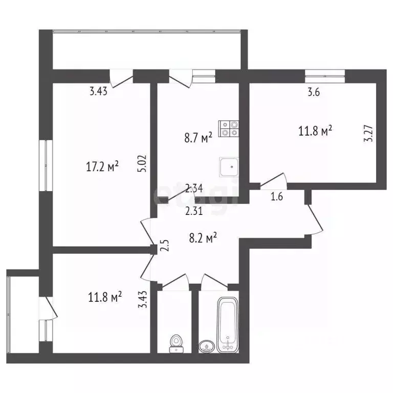 3-к кв. Крым, Алушта муниципальный округ, Партенит пгт ш. Фрунзенское ... - Фото 2