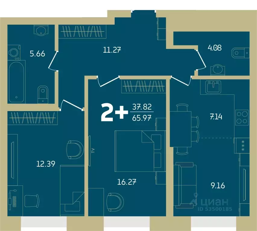 1-к кв. Башкортостан, Уфа Революционная ул., 39/4 (44.95 м) - Фото 1