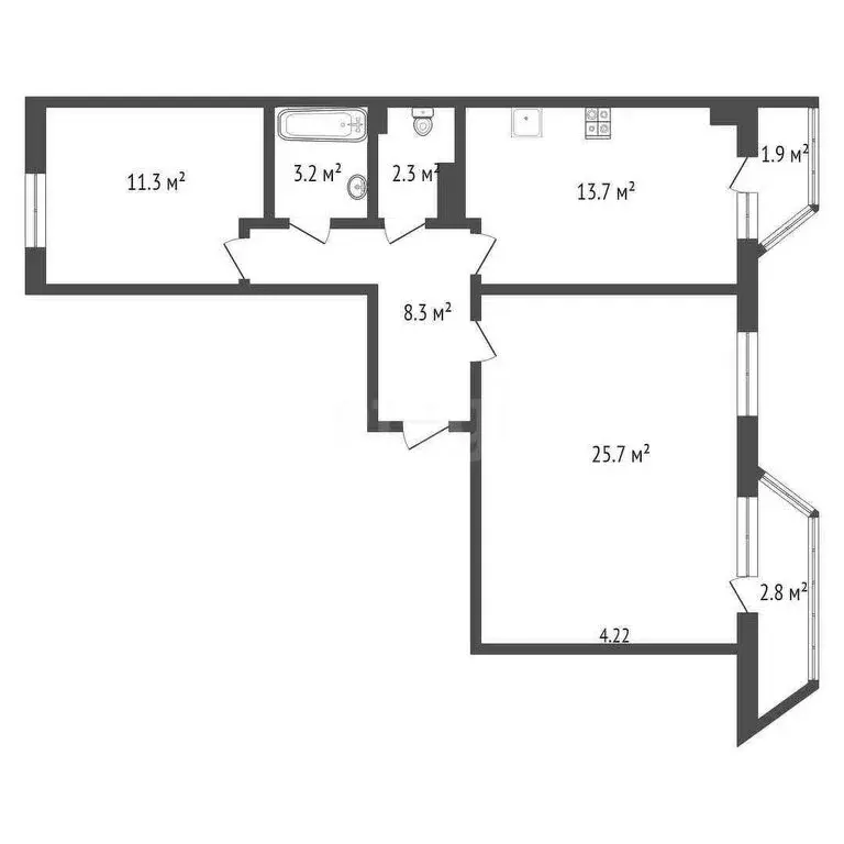 2-комнатная квартира: Абакан, улица Некрасова, 23Б (64.6 м) - Фото 0