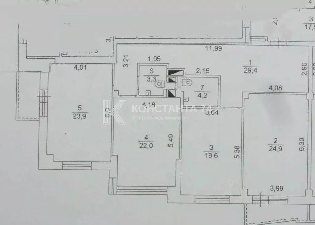 3-к кв. Челябинская область, Челябинск ул. Бейвеля, 3 (127.3 м) - Фото 2