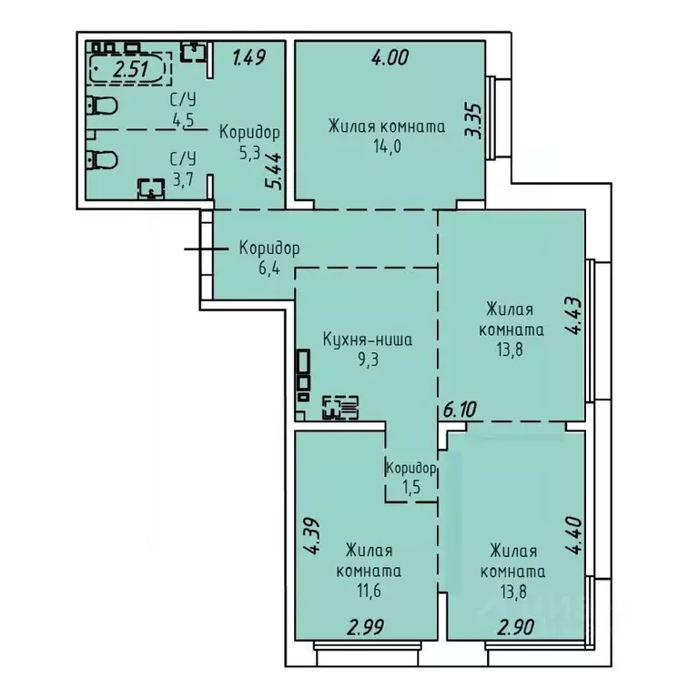 4-к кв. Иркутская область, Иркутск Култукская ул., 16 (83.9 м) - Фото 1