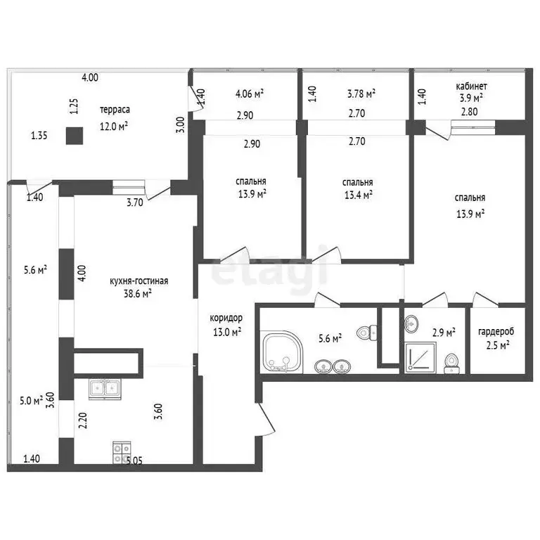 4-комнатная квартира: Тюмень, улица Газовиков, 73 (120 м) - Фото 1