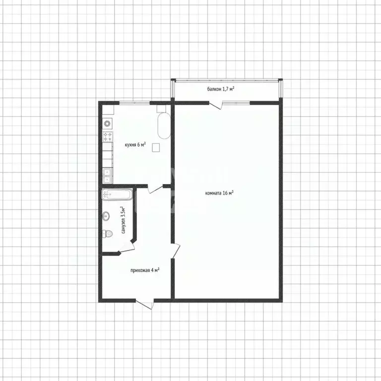 1-к кв. Адыгея, Майкоп ул. Калинина, 214 (30.0 м) - Фото 1