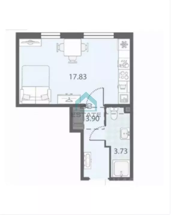 Студия Санкт-Петербург ул. Маршала Казакова, 21к2Д (25.46 м) - Фото 2