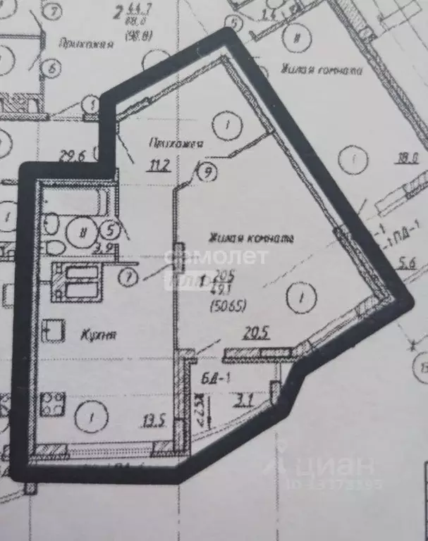 1-к кв. Тверская область, Тверь Оснабрюкская ул., 29 (50.6 м) - Фото 1