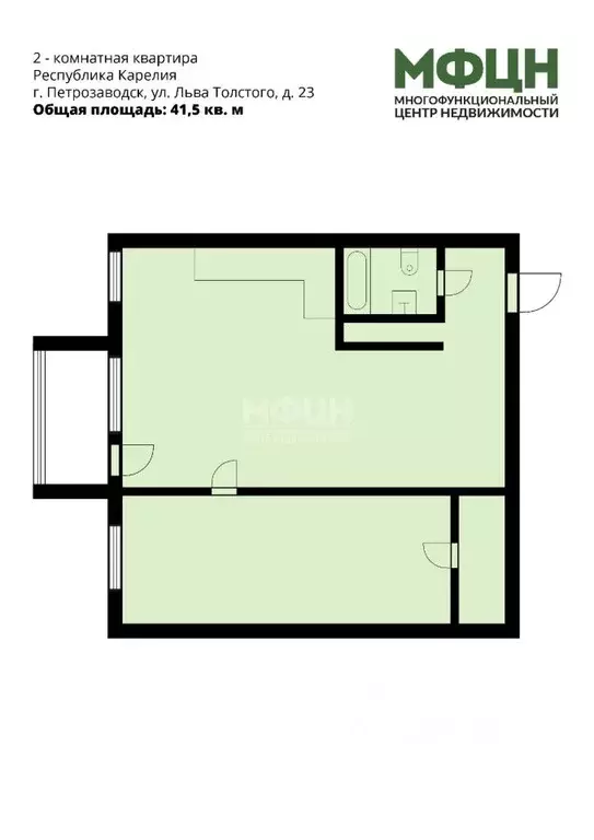 2-к кв. Карелия, Петрозаводск ул. Льва Толстого, 23 (41.5 м) - Фото 2