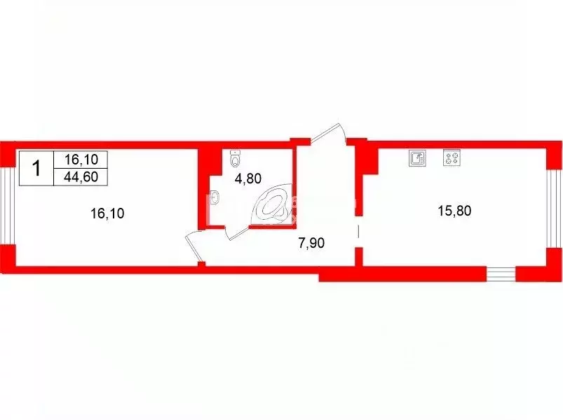 1-к кв. Санкт-Петербург ул. Стойкости, 7к3 (44.6 м) - Фото 2