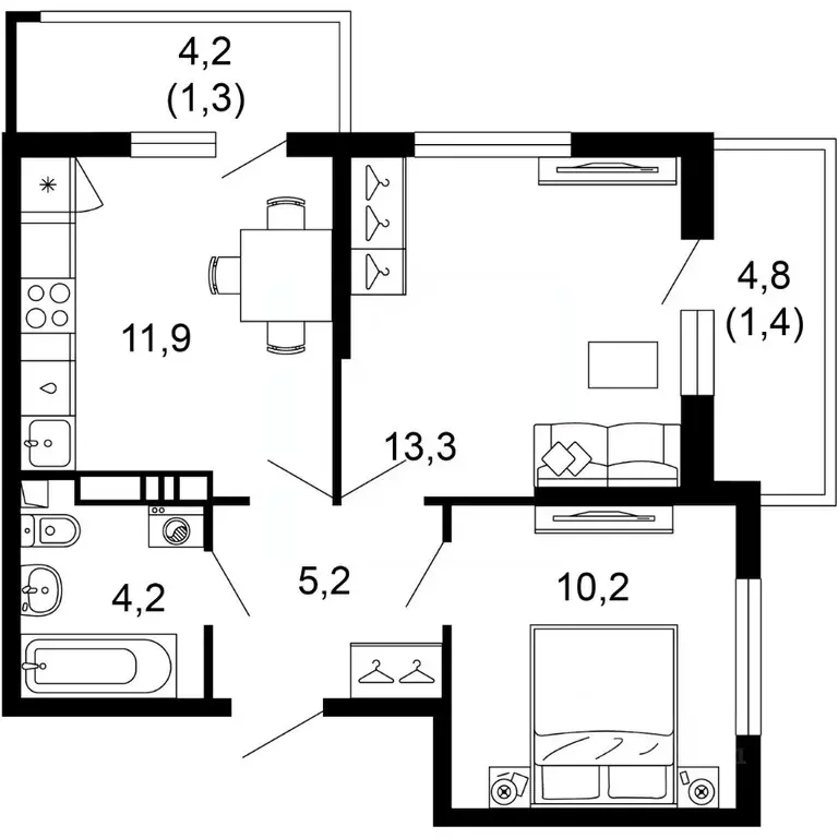 2-к кв. Краснодарский край, Сочи пос. Кудепста,  (47.5 м) - Фото 0