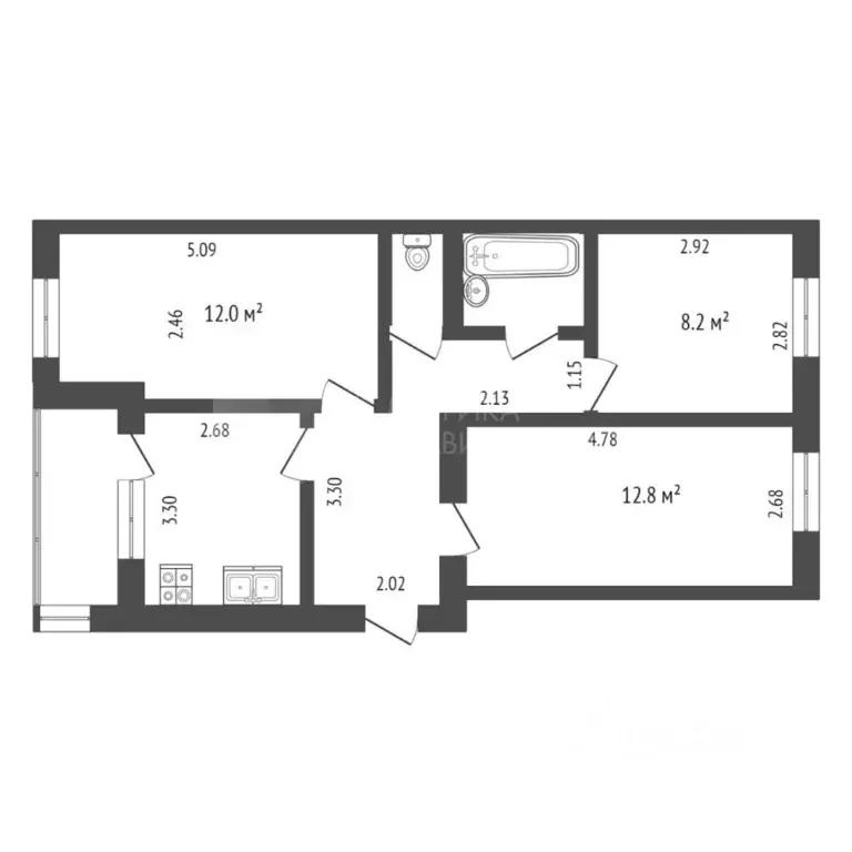 3-к кв. Тюменская область, Тюмень ул. Республики, 10 (55.6 м) - Фото 2