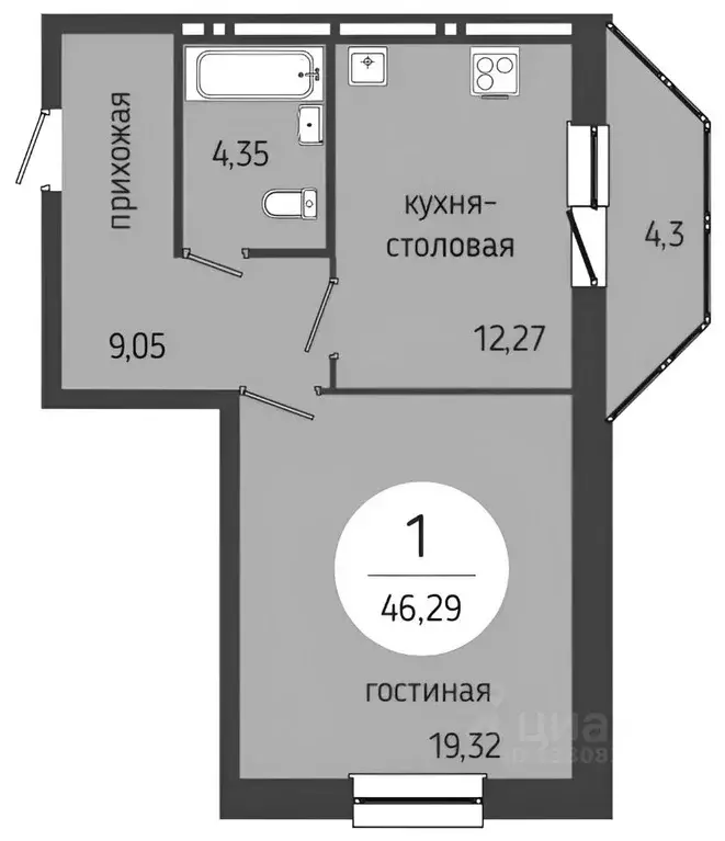 1-к кв. Новосибирская область, Новосибирск ул. Дмитрия Шамшурина, 29 ... - Фото 1