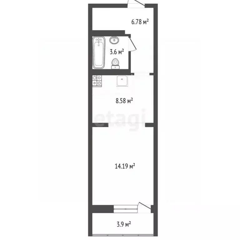 Студия Крым, Ялта ул. Кирова, 155Ак2 (32.9 м) - Фото 2