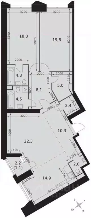 3-к кв. Москва ул. Академика Волгина, 2К1 (113.0 м) - Фото 1