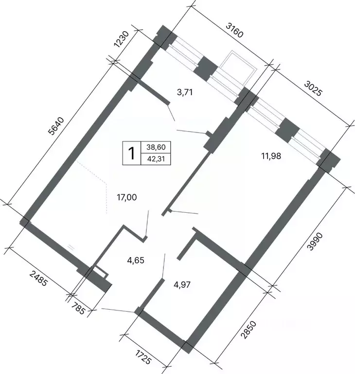 1-к кв. Свердловская область, Екатеринбург ул. Мира, 47/6 (42.31 м) - Фото 1