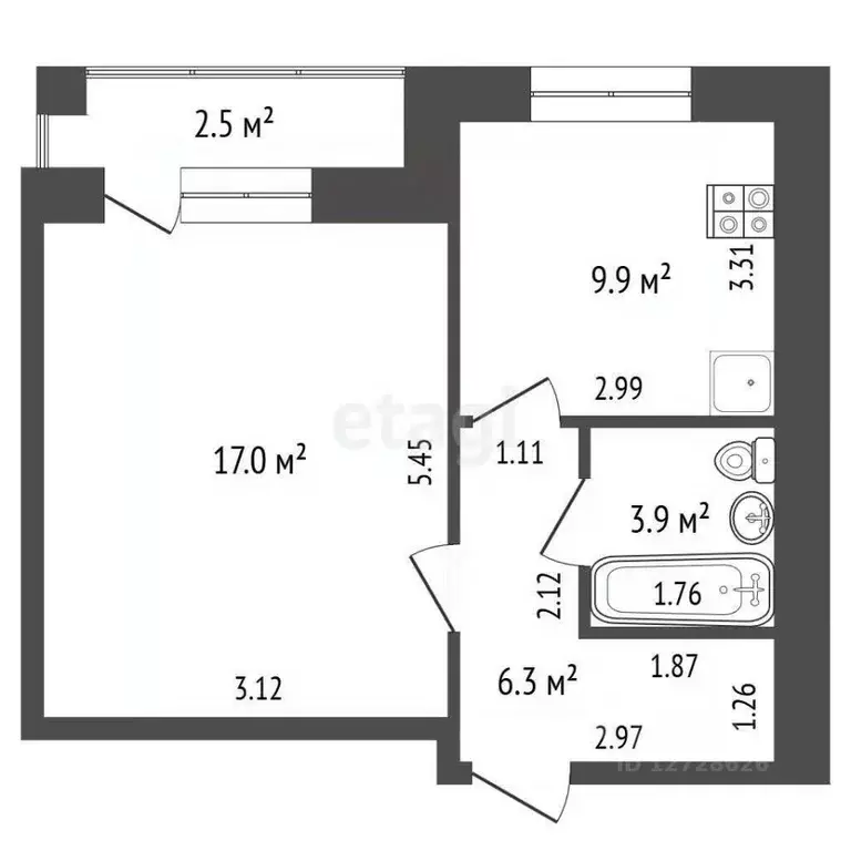 1-к кв. Калужская область, Калуга ул. Полесская, 47 (37.0 м) - Фото 2