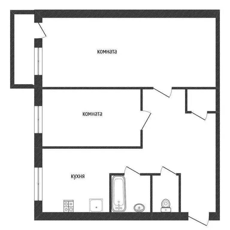 2-комнатная квартира: посёлок Глажево, 3 (43.6 м) - Фото 0