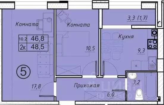 2-к кв. Ростовская область, Батайск ул. Олимпийское кольцо, 36к18 ... - Фото 0