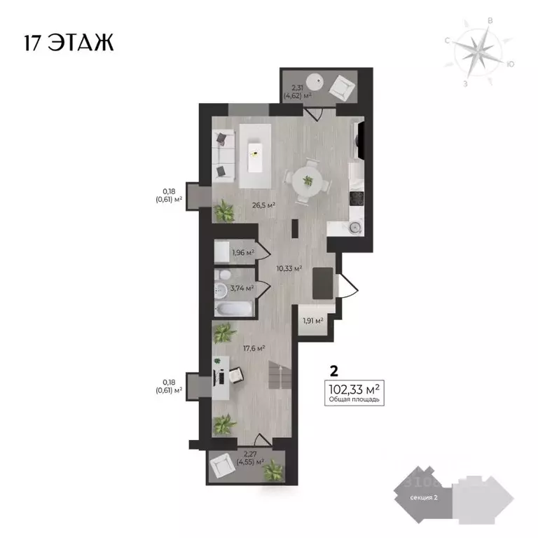 2-к кв. Удмуртия, Ижевск Камбарская ул., 3 (102.33 м) - Фото 0