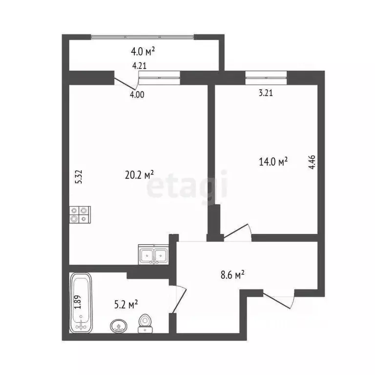 1-к кв. Тюменская область, Тюмень ул. Обдорская, 1к1 (48.0 м) - Фото 2
