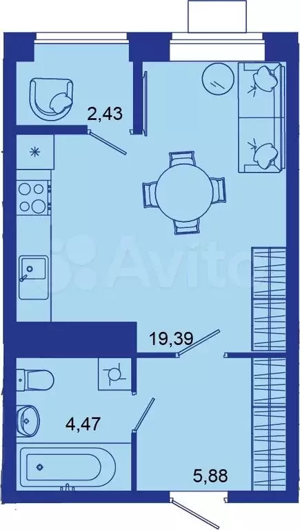 квартира-студия, 32,2 м, 15/16 эт. - Фото 0