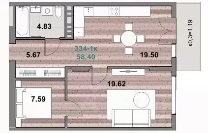 1-к кв. Калининградская область, Зеленоградск ул. Гагарина (58.29 м) - Фото 1
