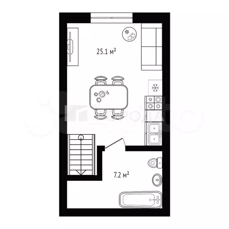 2-к. квартира, 61 м, 1/5 эт. - Фото 0