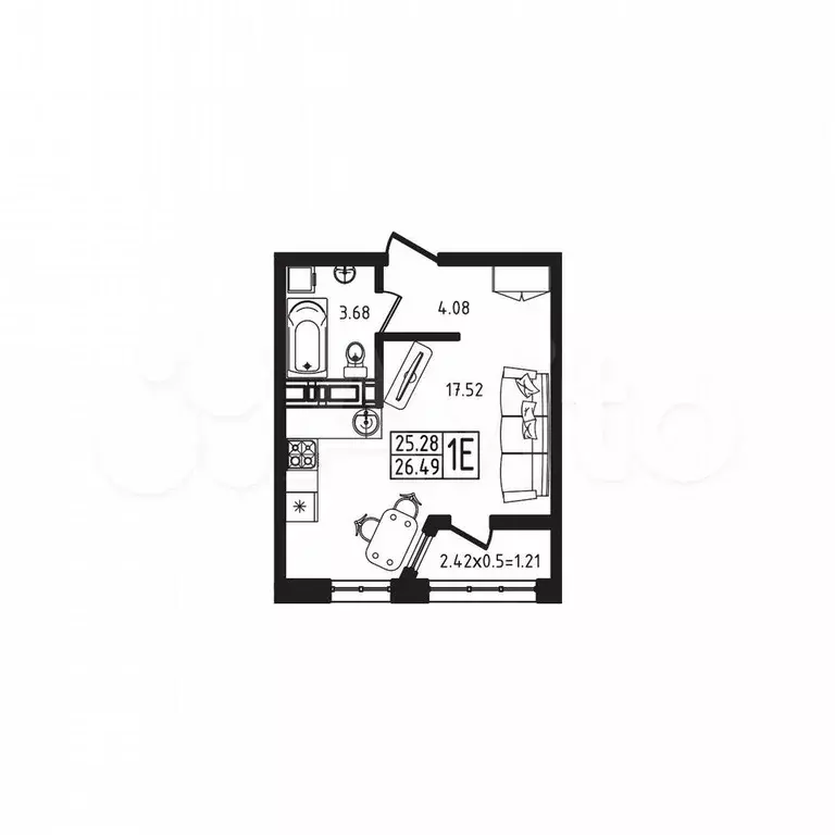 Квартира-студия, 26,5 м, 5/10 эт. - Фото 0