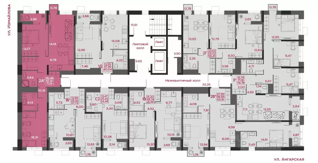 2-к кв. Пензенская область, Пенза Форт жилой комплекс (71.14 м) - Фото 2