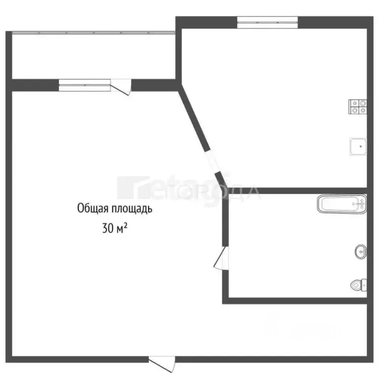 1-к кв. Алтайский край, Барнаул Лазурная ул., 41 (30.0 м) - Фото 2