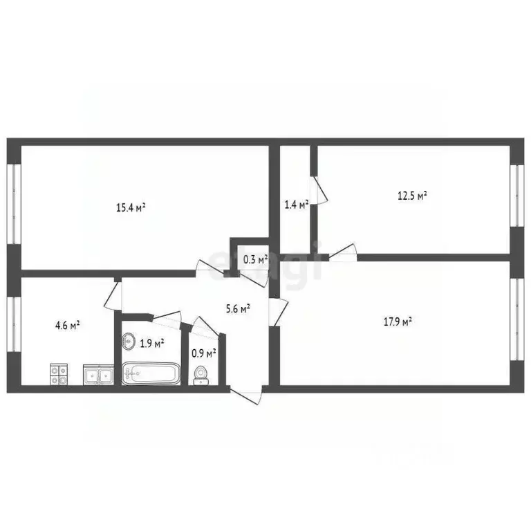3-к кв. Ростовская область, Зерноград ул. Мира, 3 (60.5 м) - Фото 2