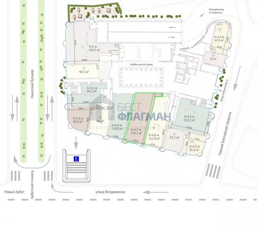 Помещение свободного назначения в Москва Никитский бул., 6/20 (124 м) - Фото 2